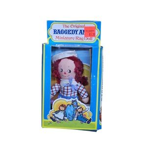 Vintage 1976 Knickerbocker Raggedy Ann Andy 5" Cloth Rag Doll Boy Plaid Shirt NW